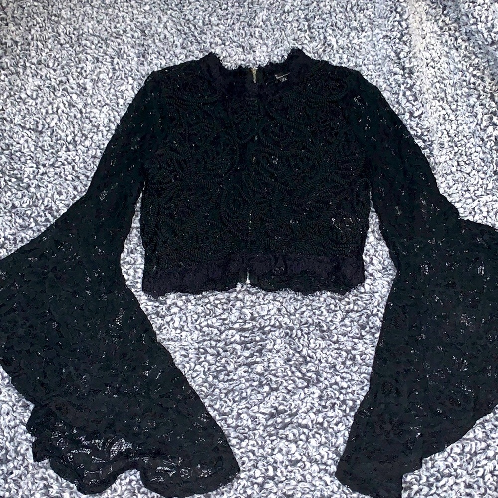 black lace crop top